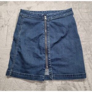 Free People Skirt Womens 6 Denim Mini Zip Casual Ladies 24x16 Brown
